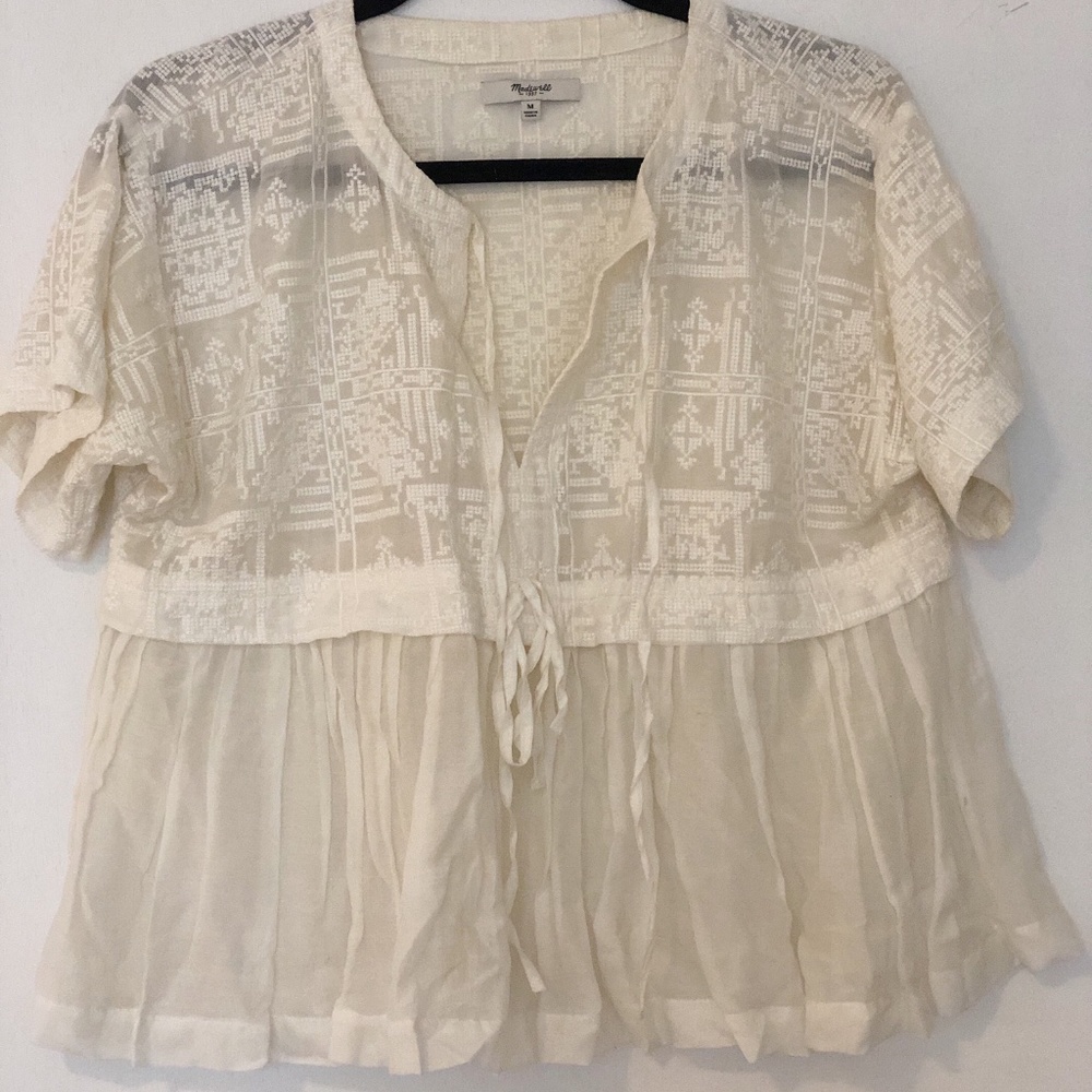 Madewell White Peplum Blouse